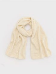 Miękki szalik z cekinami - złamana biel. Szaliki damskie Reserved, bez wzorów. W wyprzedaży za 25.99 zł.