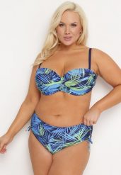 Granatowy Dwuczęściowy Komplet Bikini Biustonosz z Usztywnieniem Majtki Typu Figi Roseria. Niebieskie bikini Born2be, bez wzorów. Za 79.99 zł.
