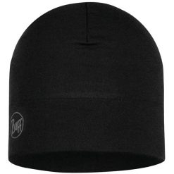 Czapka BUFF MERINO MIDW BLACK. Czarne czapki damskie Buff, bez wzorów, z materiału. Za 149.99 zł.