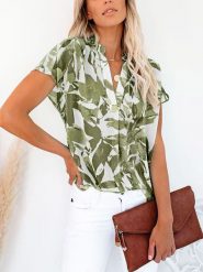 Milan Kiss Bluzka w kolorze oliwkowo-białym rozmiar: M. Białe bluzki damskie Milan Kiss, m, bez wzorów, bez kołnierzyka, bez ramiączek. Za 130.81 zł.