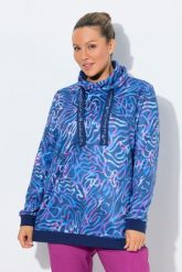 Damskie Bluza stójka długie rękawy z recyklingu. Niebieskie bluzy damskie Ulla Popken, m, bez wzorów, z elastanu, bez kaptura. Za 239.99 zł.
