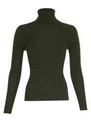 MOSS COPENHAGEN Wełniany golf "Rigmor Avalina" w kolorze ciemnozielonym rozmiar: XS. Zielone golfy damskie Moss Copenhagen, xs, bez wzorów, z bawełny, bez ramiączek. Za 194.45 zł.