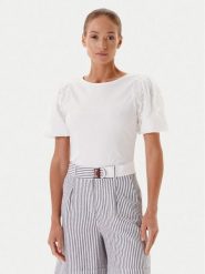 Tatuum Bluzka Kathia T2503.051 Biały Regular Fit. Białe bluzki damskie TATUUM, s, bez wzorów, z bawełny, bez kołnierzyka, bez ramiączek. Za 149.99 zł.