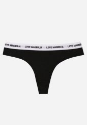 Czarne Majtki Stringi z Bawełną Ozdobione Napisami Amero. Czarne stringi Renee, bez wzorów, z bawełny. Za 7.99 zł.