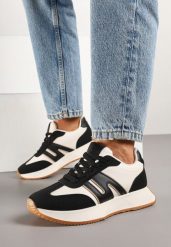 Czarne Sneakersy z Geometrycznym Wzorem Avisella. Czarne obuwie sportowe damskie Born2be, z jeansu, bez zapięcia. Za 99.99 zł.
