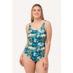 Damskie Kostium kąpielowy kaktusy bez miękkich miseczek marszczenia. Niebieskie stroje jednoczęściowe Ulla Popken, bez wzorów, z elastanu. W wyprzedaży za 159.99 zł.