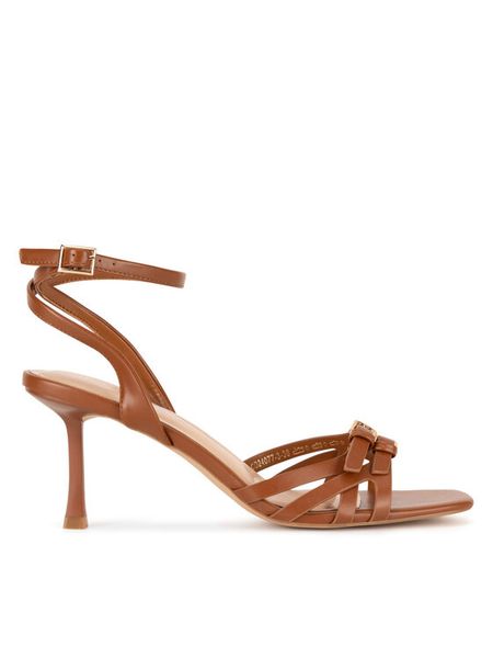 JENNY Sandały CD24077-3 Brązowy. Brązowe sandały damskie Jenny, bez wzorów, z materiału, bez obcasa, na szpilce, bez zapięcia. Za 119.99 zł.