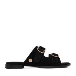 Klapki U.S. Polo Assn. Czarne klapki damskie U.S. Polo Assn., bez wzorów, bez obcasa, bez zapięcia. Za 269.99 zł.