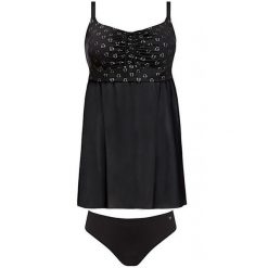 Strój kąpielowy plażowy damski tankini Self Paris. Czarne bikini SELF HEAT, bez wzorów. Za 199.00 zł.