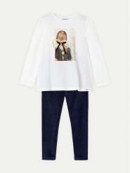 Mayoral Komplet bluzka i legginsy 4705 Granatowy Slim Fit. Niebieskie bluzki i koszule dziewczęce Mayoral, bez wzorów, z bawełny, bez kołnierzyka, bez ramiączek. Za 99.99 zł.