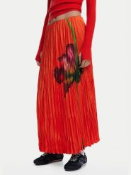 Desigual Spódnica plisowana Follet 25SWFW06 Pomarańczowy Regular Fit. Brązowe spódnice damskie Desigual, l, bez wzorów, z syntetyku. Za 239.99 zł.