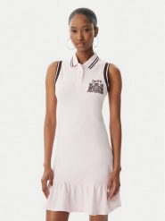 Juicy Couture Sukienka letnia Juicy Peplum JCGED126016 Różowy Regular Fit. Czerwone sukienki damskie Juicy Couture, bez wzorów, z bawełny, bez ramiączek. Za 299.99 zł.