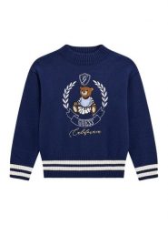 Guess Sweter J5BR11 Z3GS0 Granatowy Regular Fit. Niebieskie swetry dziewczęce Guess, z aplikacjami, z syntetyku, bez kołnierzyka, bez ramiączek. Za 259.99 zł.
