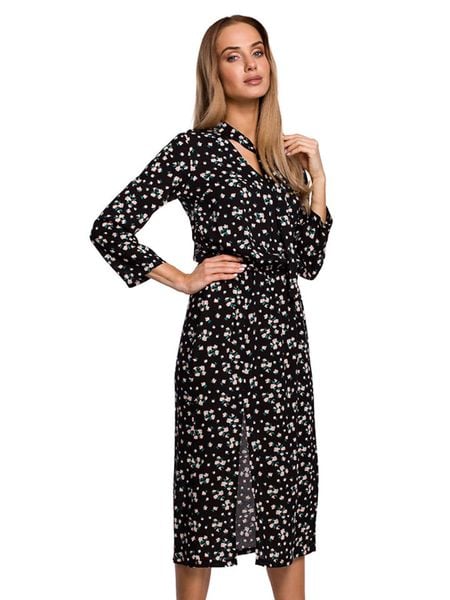 Made of emotion Sukienka w kolorze czarno-biało-zielonym rozmiar: L. Białe sukienki damskie Made Of Emotion, bez wzorów, z wiskozy, bez ramiączek. Za 61.17 zł.