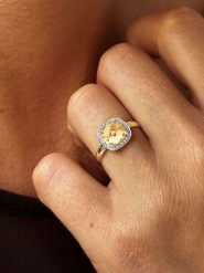 DIA DIAMONDS Pozłacany pierścionek z diamentami i cytrynem rozmiar: 58. Pomarańczowe pierścionki damskie DIA DIAMONDS, z cytrynem, pozłacane. Za 303.06 zł.