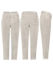 Eight2Nine Spodnie sztruksowe w kolorze kremowym rozmiar: L. Brązowe spodnie materiałowe damskie Eight2Nine, z aplikacjami, z materiału. Za 156.61 zł.