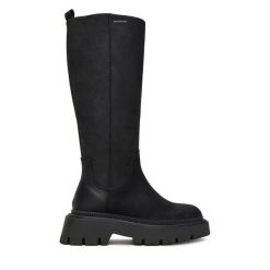 Kozaki G-Star Raw. Czarne kozaki damskie G-Star Raw, bez obcasa, na płaskiej podeszwie, bez zapięcia. Za 649.99 zł.