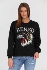 KENZO Czarna bluza TIGER VARSITY JUNGLE CREW-NEC. Czarne bluzy damskie Kenzo, s, bez wzorów, bez kaptura. W wyprzedaży za 739.99 zł.