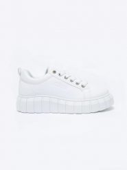 Sneakersy damskie białe MM274616 101. Białe obuwie sportowe damskie Big Star, z gumy, bez zapięcia. Za 149.99 zł.
