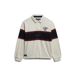 Koszulka polo damska z długim rękawem w paski Superdry Heritage. Białe koszulki sportowe damskie Superdry, bez wzorów, bez ramiączek. Za 284.00 zł.