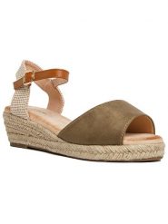 Foreverfolie Espadryle w kolorze oliwkowo-beżowym na koturnie rozmiar: 38. Brązowe espadryle damskie Foreverfolie, bez wzorów, bez obcasa, na koturnie. Za 105.38 zł.