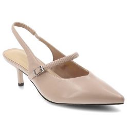 Czółenka damskie S.Barski, cholewka ze skóry naturalnej licowej elegancki fason slingback smukły obcas, beżowe, CR61-3046. Brązowe czółenka damskie S.BARSKI, bez wzorów, ze skóry, bez obcasa, na obcasie. Za 239.00 zł.