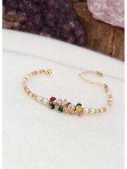 L'Atelier de Gaia Pozłacana bransoletka z perłami i agatami rozmiar: onesize. Białe bransoletki damskie L'Atelier de Gaia, pozłacane. Za 60.99 zł.