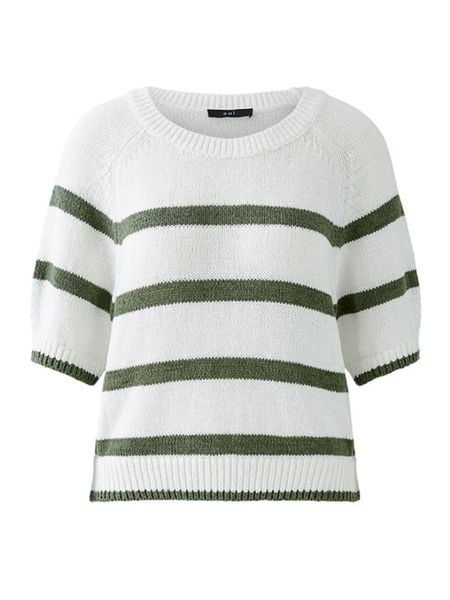 Oui Sweter w kolorze biało-oliwkowym rozmiar: 42. Białe swetry klasyczne damskie Oui, bez kołnierzyka. Za 191.88 zł.