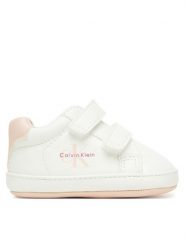Calvin Klein Sneakersy Low Cut Velcro V0A9-83080-1582A Biały. Białe buty sportowe dziewczęce Calvin Klein, bez wzorów, ze skóry, bez zapięcia. Za 149.99 zł.