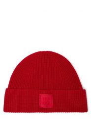 HUGO czapka z dzianiny - Sential Kobiety wełna ze strzyży czerwony, ONE SIZE. Czerwone czapki damskie Hugo, bez wzorów, z dzianiny. Za 179.95 zł.