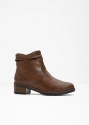 Krótkie botki marki Rieker, bardzo wygodne z wyściełaną wkładką. Brązowe botki damskie bonprix, bez obcasa, bez zapięcia. Za 339.99 zł.