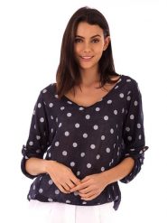 Lin Passion Lniana koszulka w kolorze granatowym rozmiar: 38/40. Niebieskie bluzki damskie Lin Passion, bez wzorów, ze lnu, klasyczne, bez kołnierzyka, bez ramiączek. Za 121.99 zł.