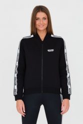 MOSCHINO Czarna bluza z lampasami. Czarne bluzy damskie MOSCHINO, s, bez wzorów, bez kaptura. W wyprzedaży za 699.99 zł.