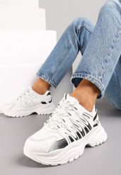 Białe Sneakersy przed Kostkę na Grubej Podeszwie Esmella. Białe obuwie sportowe damskie Renee, przed kostkę, bez zapięcia. Za 99.99 zł.