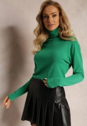Zielony Sweter Golf o Dopasowanym Fasonie z Wiskozą Nalexa. Zielone golfy damskie Renee, l, bez wzorów, z dzianiny, bez ramiączek. Za 54.99 zł.