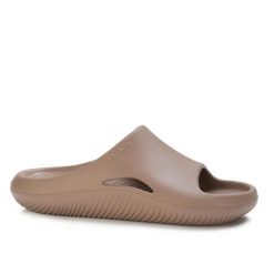 Klapki sportowe Crocs MELLOW RECOVERY SLIDE. Brązowe klapki damskie Crocs, bez wzorów, z materiału, bez obcasa, bez zapięcia. Za 159.00 zł.