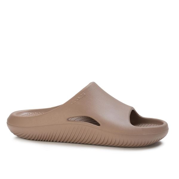 Klapki sportowe Crocs MELLOW RECOVERY SLIDE. Brązowe klapki damskie Crocs, bez wzorów, z materiału, bez obcasa, bez zapięcia. Za 159.00 zł.