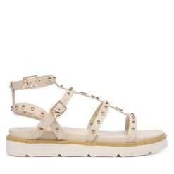 Sandały Patrizia Pepe. Białe sandały damskie Patrizia Pepe, bez wzorów, bez obcasa, na płaskiej podeszwie, bez zapięcia. Za 489.99 zł.