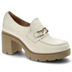 Półbuty damskie Lemar, naturalna skóra licowa skórzana wkładka i wnętrzeobcas typu słupek, bianko/zł, 20115-T. Białe półbuty damskie Lemar, bez wzorów, ze skóry, bez obcasa, na obcasie, bez zapięcia. Za 269.00 zł.