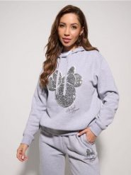 Bluza hoodie z ozdobnymi cekinami Minnie Mouse - szary. Szare bluzy damskie Sinsay, l, bez wzorów, bez kaptura. W wyprzedaży za 29.99 zł.