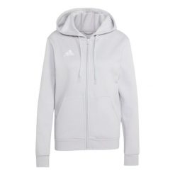 Bluza damska adidas Entrada 26 Full Zip Hoodie. Białe bluzy damskie Adidas, bez wzorów, z bawełny, bez kaptura. Za 146.99 zł.