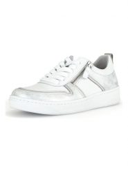 Gabor Skórzane sneakersy w kolorze srebrno-białym rozmiar: 37,5. Białe obuwie sportowe damskie Gabor, ze skóry, bez zapięcia. Za 202.50 zł.