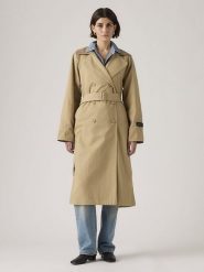 Levi's Trencz w kolorze beżowym rozmiar: XL. Brązowe płaszcze damskie Levi's, s, bez wzorów, z bawełny, bez kaptura. Za 259.95 zł.