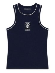 Guess Top J6GI11 K6YW4 Granatowy Regular Fit. Niebieskie koszulki i t-shirty dziewczęce Guess, z aplikacjami, z bawełny, bez kołnierzyka, bez ramiączek. Za 73.99 zł.