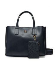Tommy Hilfiger Torebka Th Distinct Mini Tote AW0AW17192 Granatowy. Niebieskie torebki klasyczne damskie Tommy Hilfiger, ze skóry, bez dodatków. Za 439.99 zł.