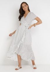 Biała Sukienka Echosia. Białe sukienki damskie Born2be, bez wzorów, bez ramiączek. Za 149.99 zł.