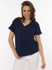 Zwillingsherz Muślinowa bluzka w kolorze granatowym rozmiar: onesize. Niebieskie bluzki damskie Zwillingsherz, bez wzorów, z bawełny, bez kołnierzyka, bez ramiączek. Za 82.99 zł.