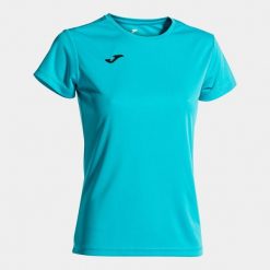 Koszulka do biegania damska Joma Combi z krótkim rękawem. Niebieskie bluzki damskie Joma, xs, bez wzorów, sportowe, bez kołnierzyka, bez ramiączek. Za 59.99 zł.