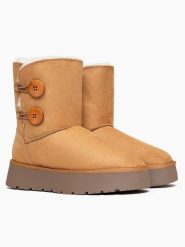 Blackfield Kozaki zimowe "Lola" w kolorze jasnobrązowym rozmiar: 37. Brązowe kozaki damskie Blackfield, na zimę, bez obcasa, na platformie, bez zapięcia. Za 147.56 zł.