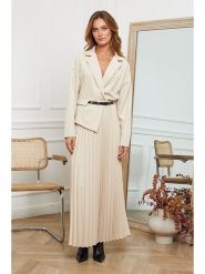 Joséfine Sukienka "Jaune" w kolorze kremowym rozmiar: L. Brązowe sukienki damskie Joséfine, bez wzorów, ze skóry, bez ramiączek. Za 197.63 zł.